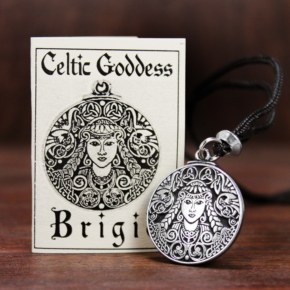 Pewter Brigid Necklace Celtic Goddess Pendant Brigit Jewelry Brighid