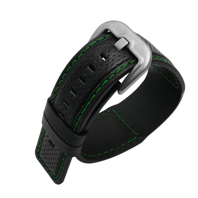 24mm Leather Watch Band Cowhide Strap Replacement Pin Buckle Wrist Bracelet Men