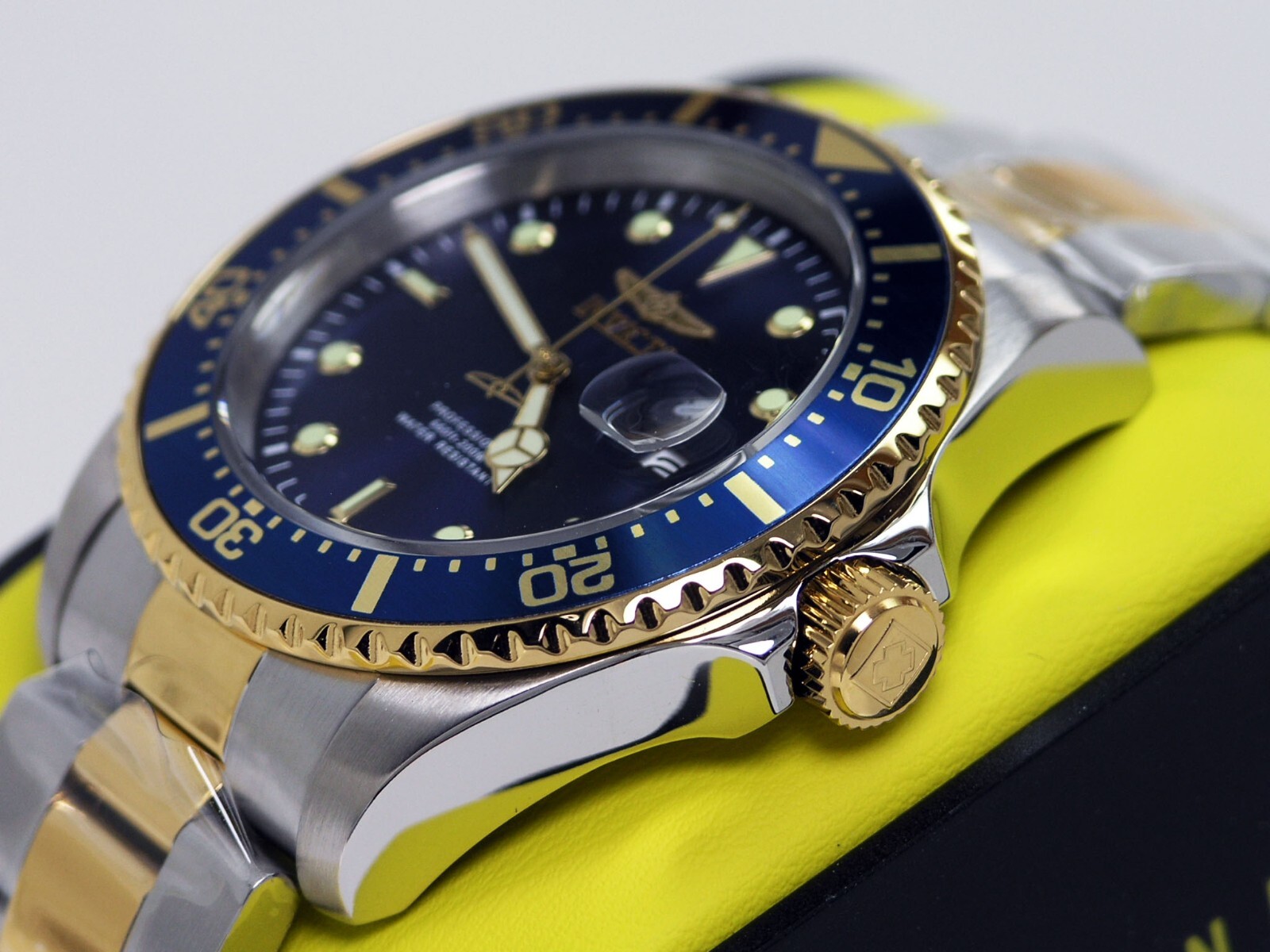 NEW INVICTA 22058 PRO DIVER COIN EDGE BLUE WATCH TU TONE STAINLESS STEEL 43MM