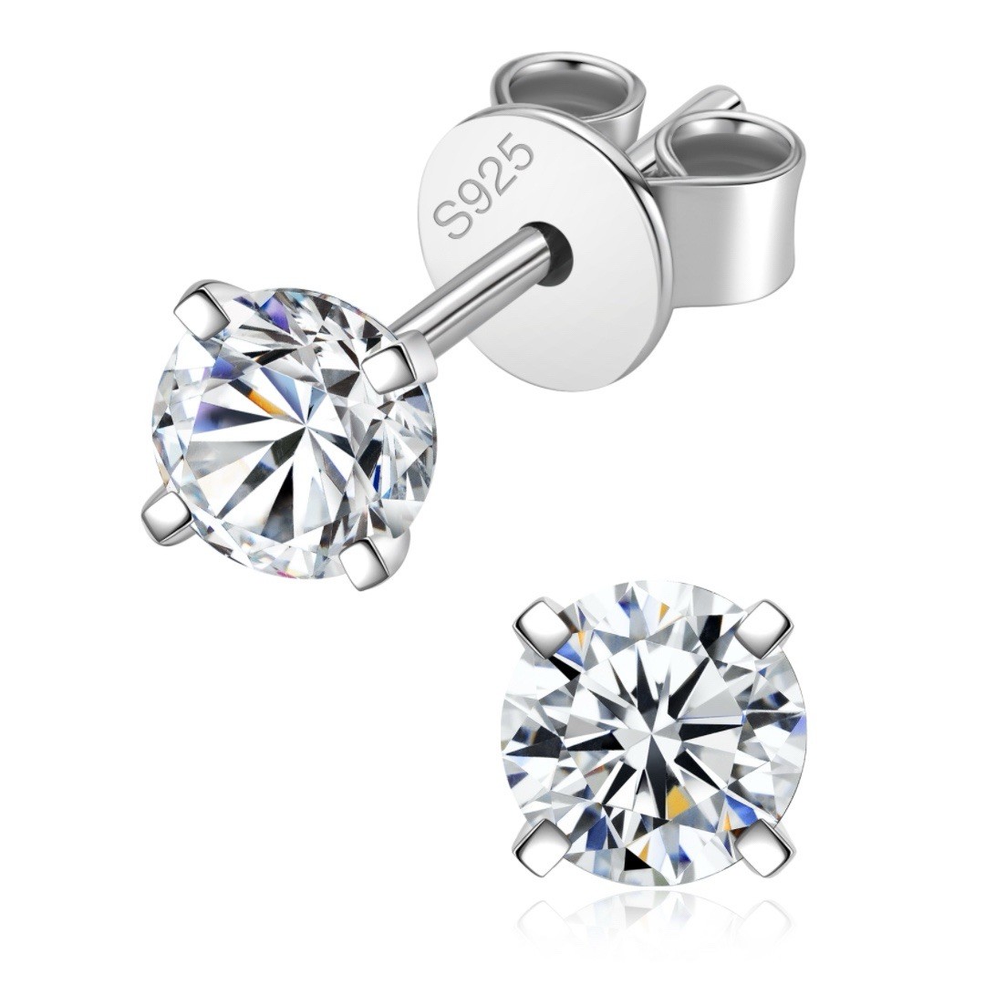 0.4ct tw moissanite Stud earrings 0.2ct Each Platinum Butterfly Push Backs VVS