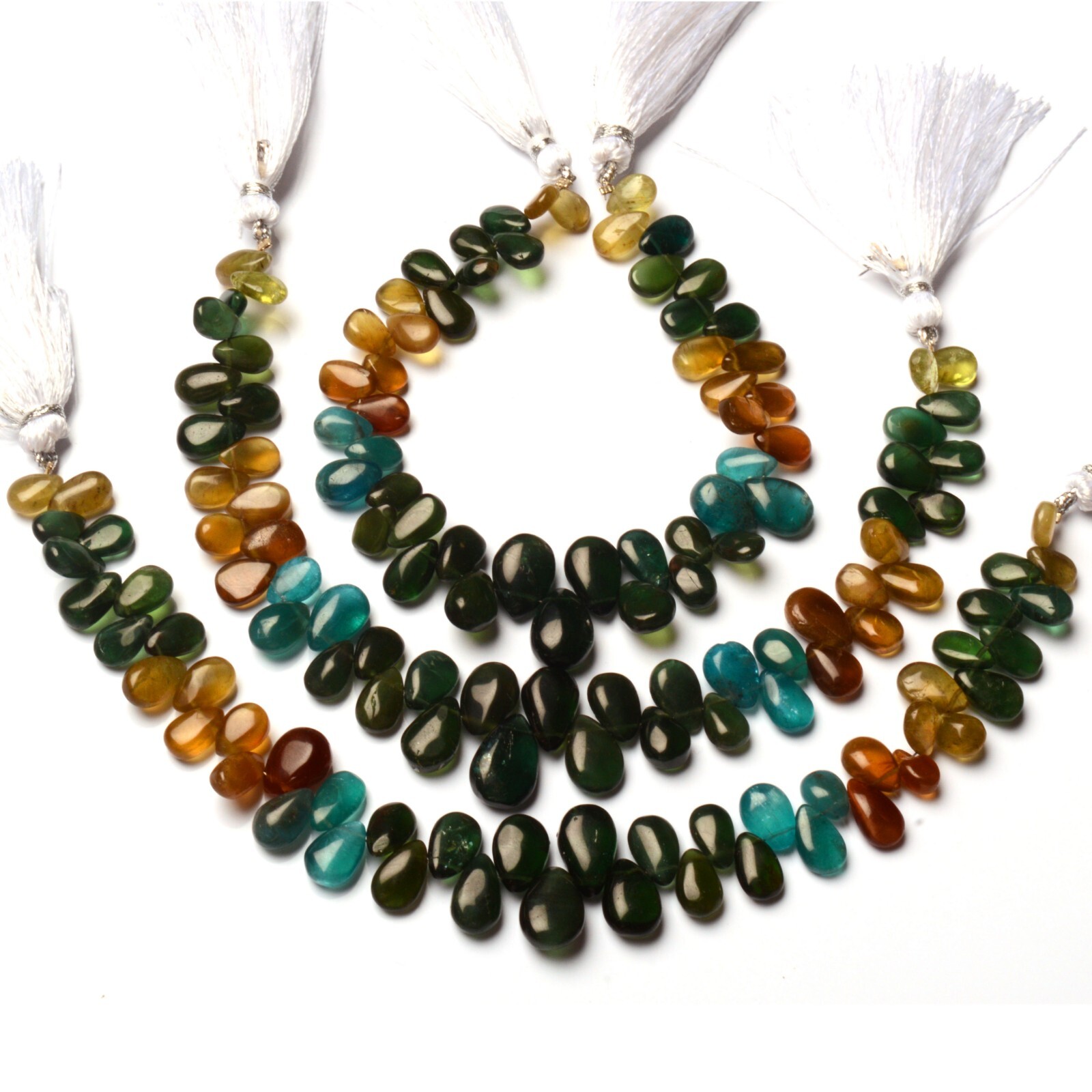 Natural Multicolor Apatite Gems 10×7 to 13x9mm Smooth Pear Shape Beads 8″ Strand