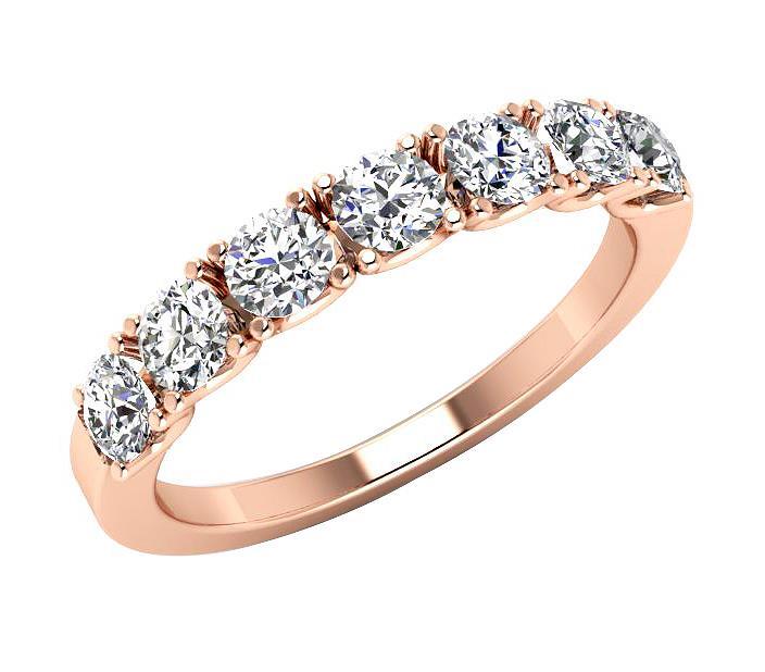 7 Stone Wedding Ring Band VS F 1.00 Ct Lab Grown Diamond 14K Yellow Gold 3.60MM