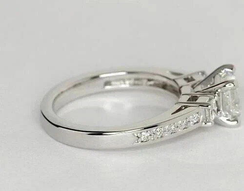 2.50Ct Princess-Cut Moissanite Solitaire Engagement Ring 14K White Gold Plated