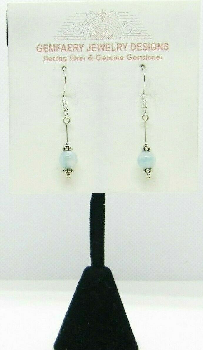 Sterling Silver Natural LARIMAR Gemstone Drop Dangle Earrings…Handmade USA