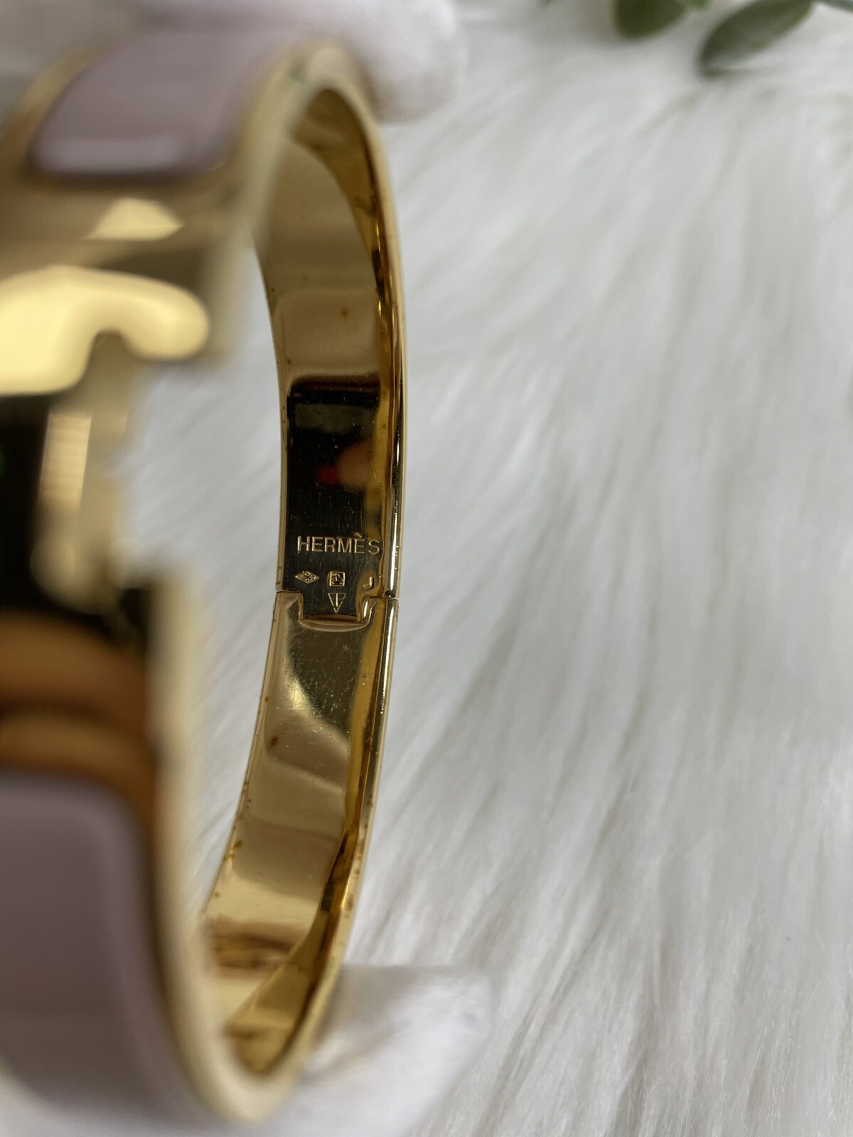 Hermes Click Clock H Logo Bracelet Pink Authen