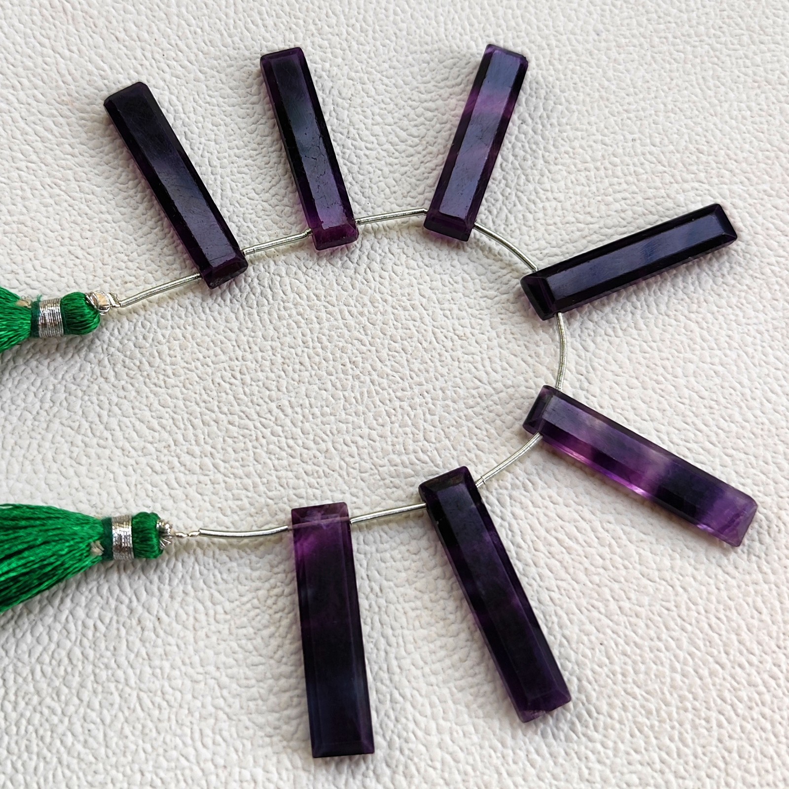 Natural Rainbow Fluorite Brazil 23-25mm Faceted Baguette Beads 4.5″ Strand Gems