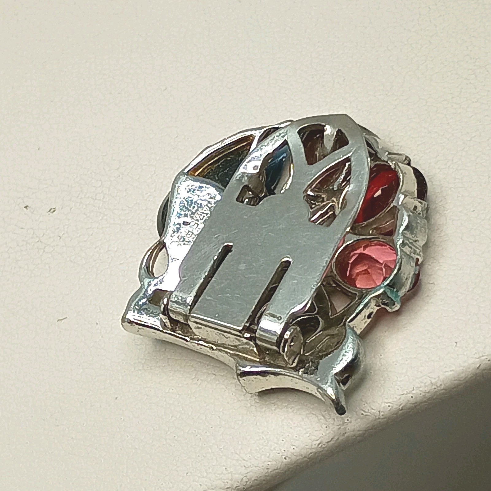 Art Deco Mazer Bros Dress Clip Fruit Salad Tutti Frutti Crystal Floral Spray