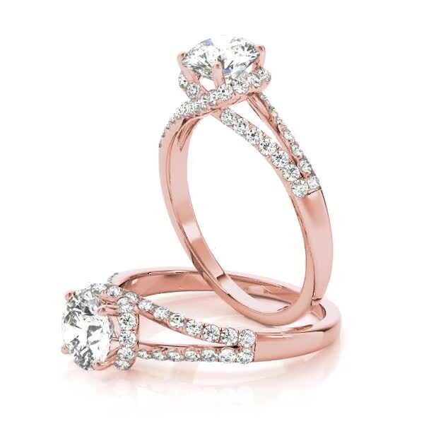 1.35 Ct Round Simulated Diamond Engagement Ring 14K Solid Rose Gold Size 8.5