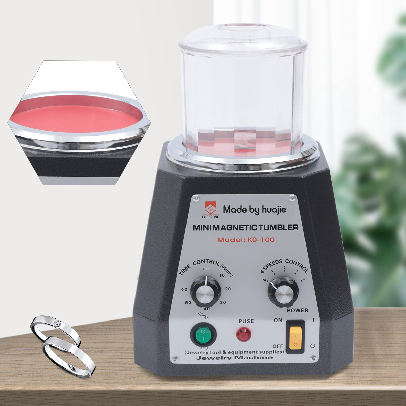 Mini Magnetic Tumbler 100mm Jewelry Polisher Finisher Machine Time Control USA~