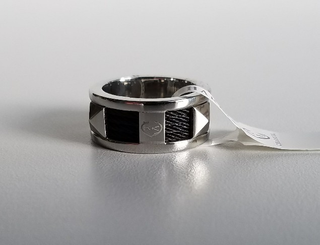 CHARRIOL Forever Steel and Black PVD Ring Studs Size 8 1/4 NWT $242