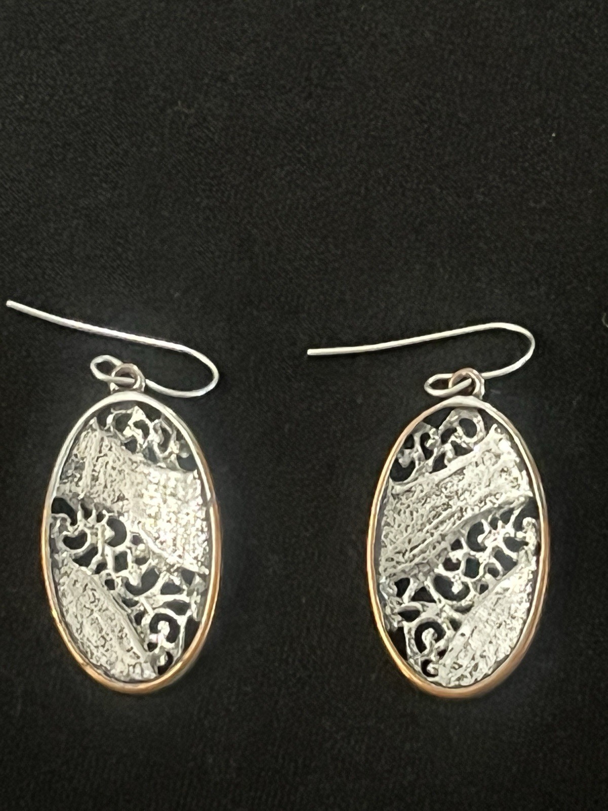 Abalone Shell Heart Pendant Necklace & Earrings Set Silver Tone Filigree 15–19”