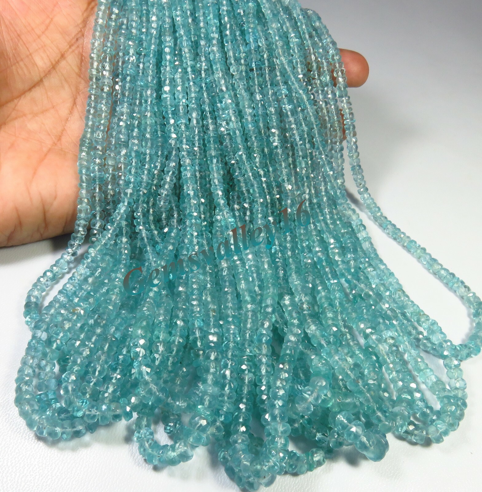 WORTHY~ Sky Blue Apatite Rondelle Faceted Gems Beads 5 Strands Lot 3-5mm GV-1629