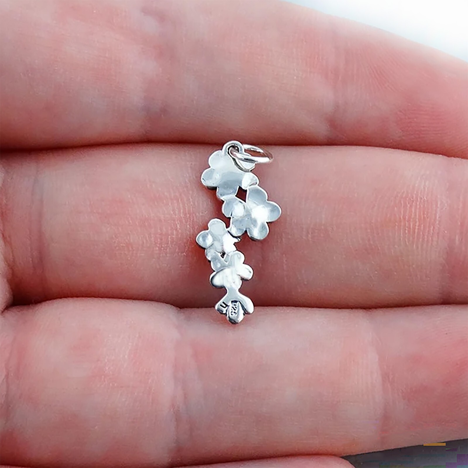 Cherry Tree Blossom Flowers 925 Solid Sterling Silver Charm Pendant