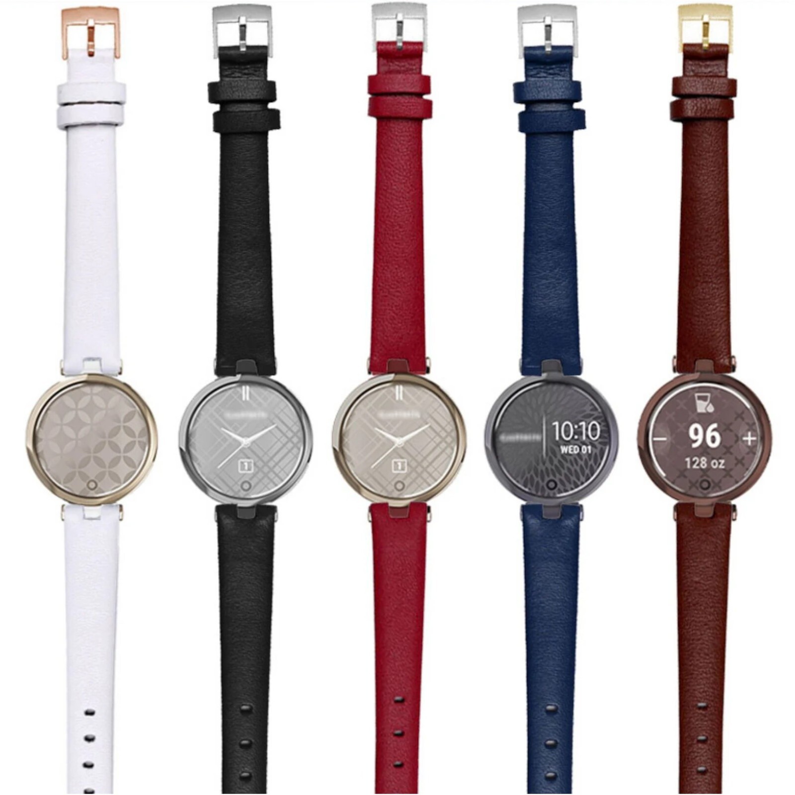 Leather Watch Strap x Garmin Lily Smart Watch White Red Blue Grey 14mm