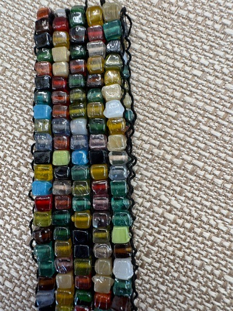 Multicolor Glass Bead 5 Wrap Bracelet Boho Artisan Woven Black Cord Stretch