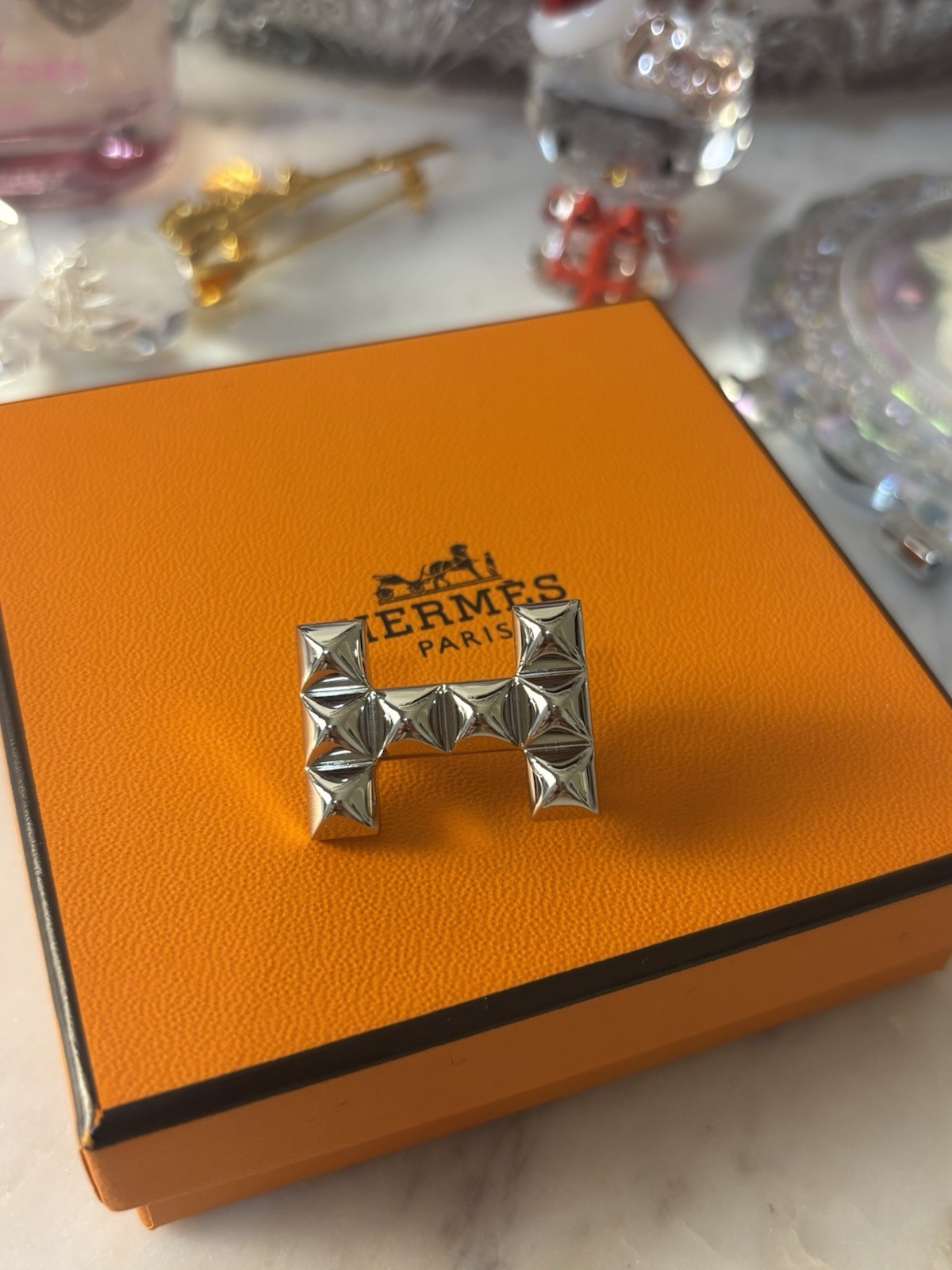 Hermes Paris Signed Silver Tone Letter H Belt Buckle 1.5cm