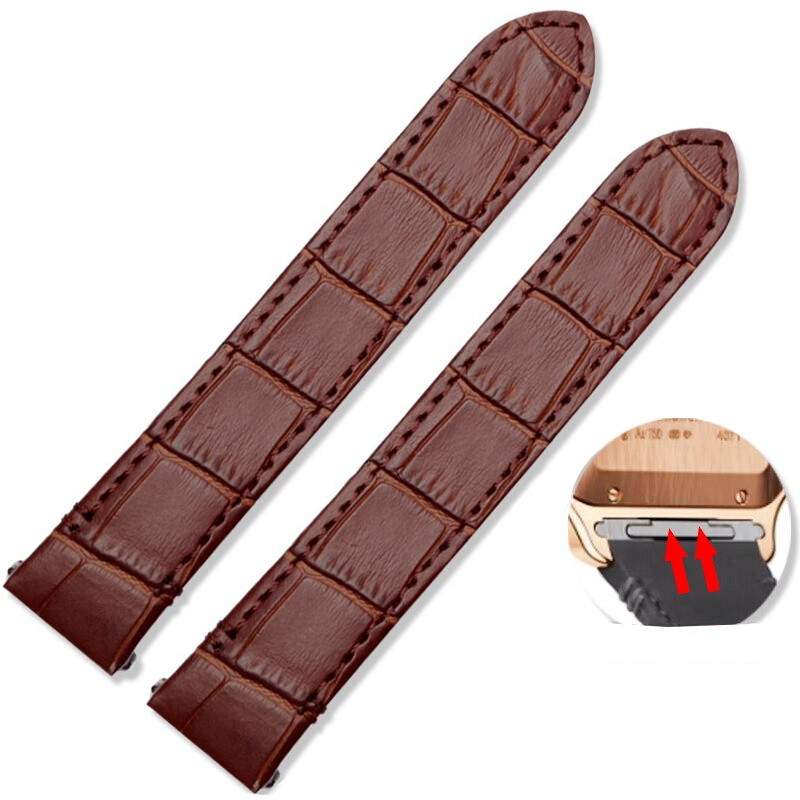 Brown Strap Band for Car.tier Santos Quick-Release In Alligator/Crocodile Print