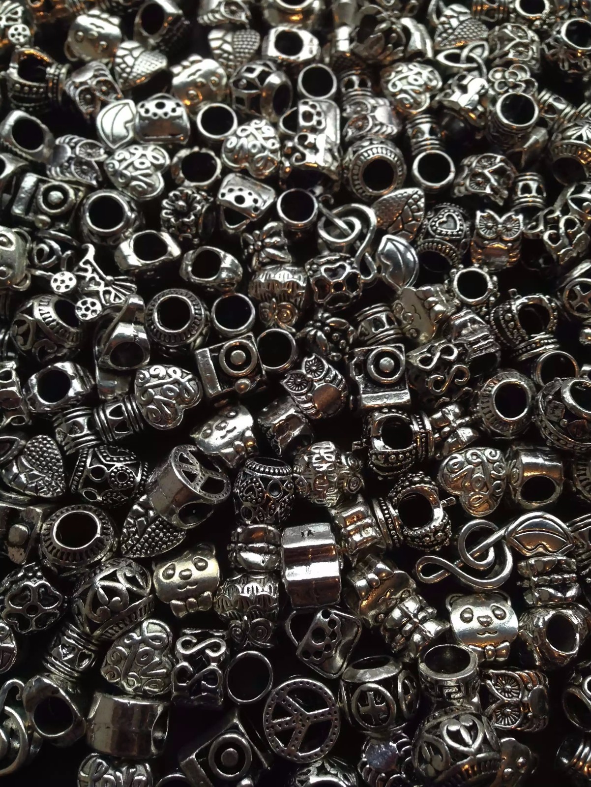 30pcs Mixed Colorful European Bracelet Charms Beads Glass Sliders Spacers Silver