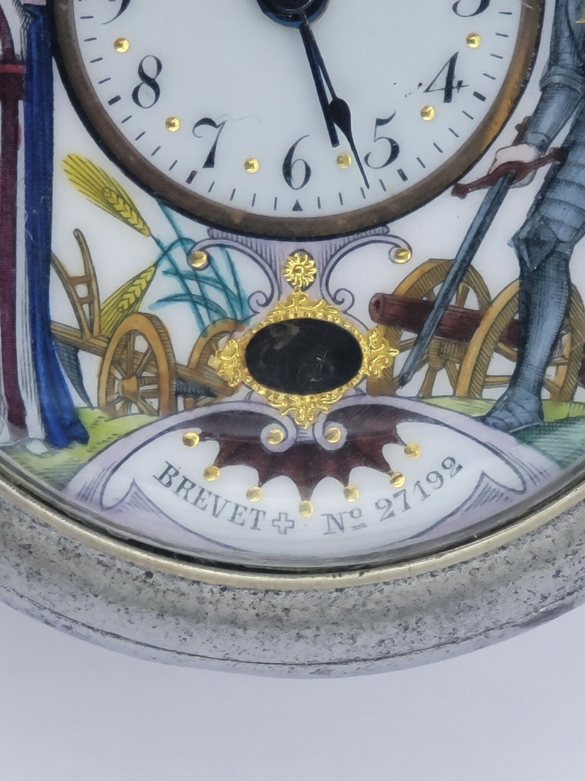 9932 original antique pendulum watch multicolor enamel dial rare France 1890