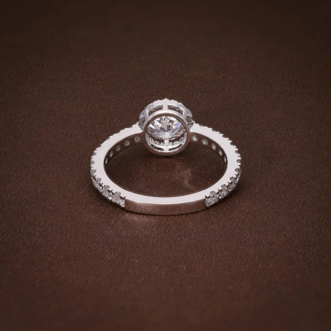 1.8 CT Round Cut Halo Moissanite Engagement Ring 14K White Gold Plated For Women