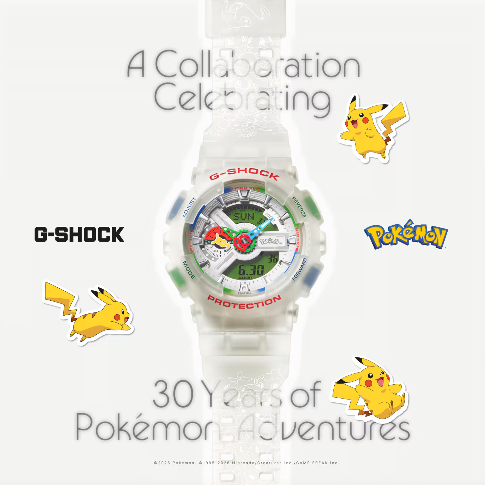 Casio G-SHOCK × Pokémon 30th Anniversary — Limited Edition — NEW — GA-110PKM-7A