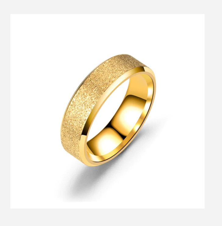GOLD TEXTURED TITANIUM AND STAINLESS STEEL RING SIZE 4 5 6 7 8 9 10 11 12 13 14