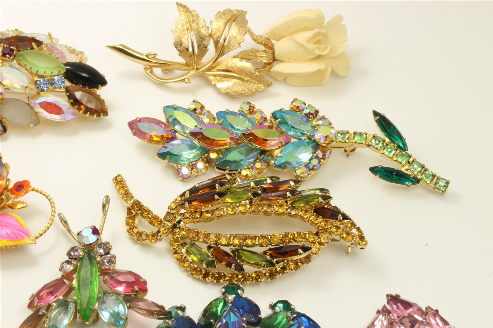 Vintage 13 Pc Lot of High End Glass Rhinestone Costume Jewelry Juliana Boucher