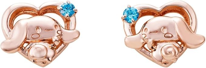 Cinnamoroll earrings in 925 silver with cubic zirconia and pink gold SACI-P001PG