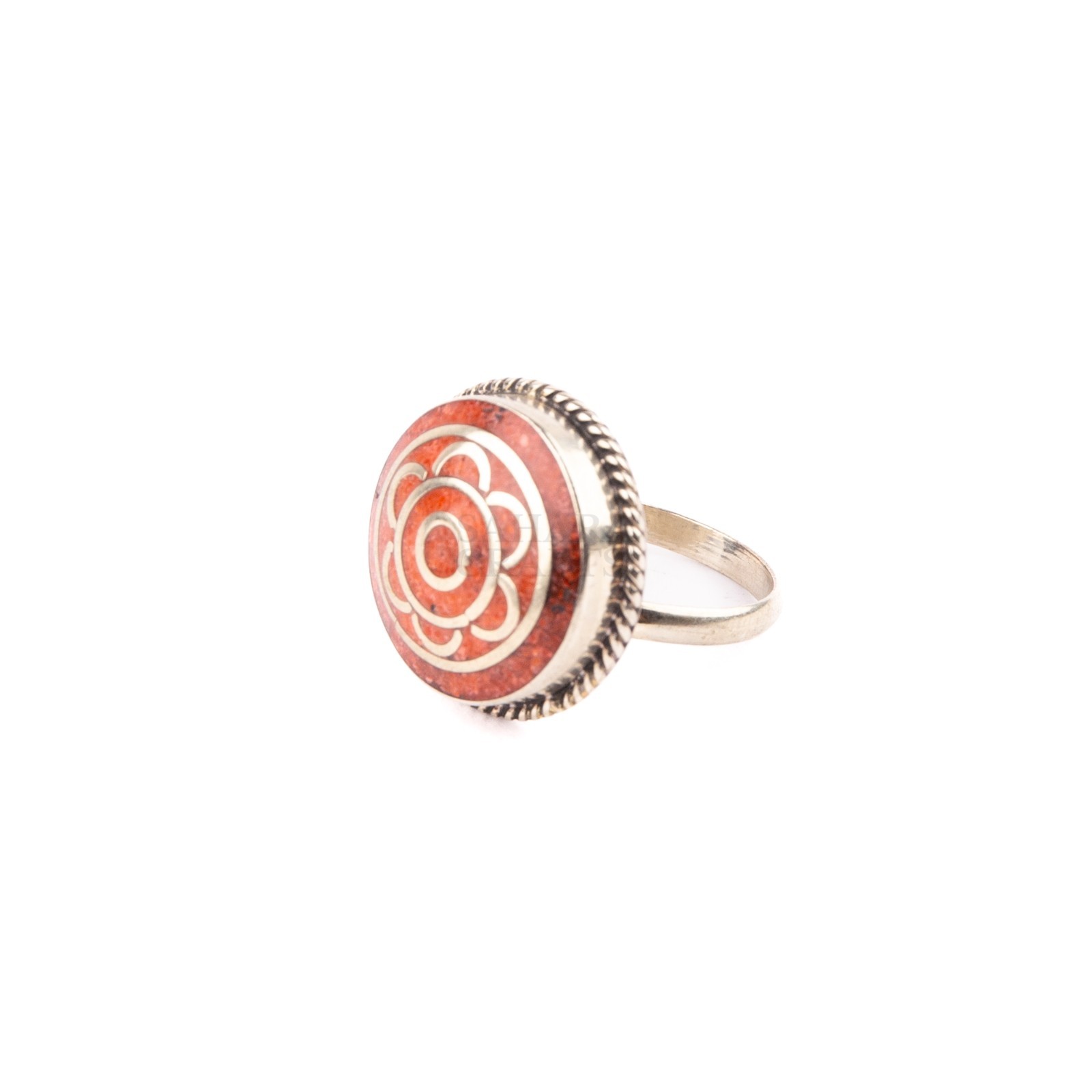 Tibetan Ring, Red Coral Tibetan Bead, Traditional Ring, Handmade Nepali Jewelry,