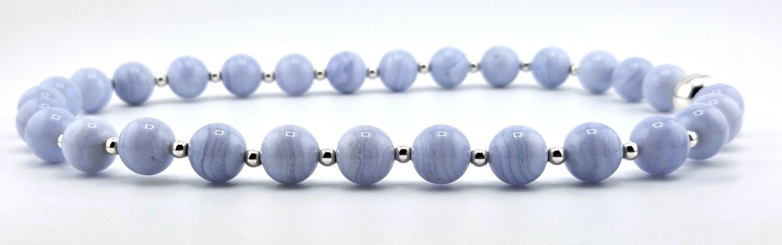 Milor Italian Necklace Blue Lace Agate 18″ Sterling Silver Magnetic 3016