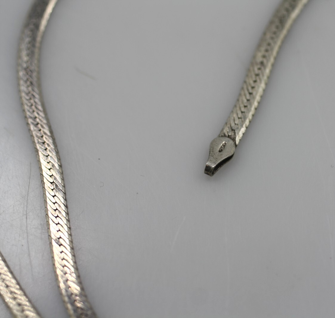VTG FGS VIOR ITALY 925 Sterling Silver flat Herringbone 4mm chain Necklace 30″
