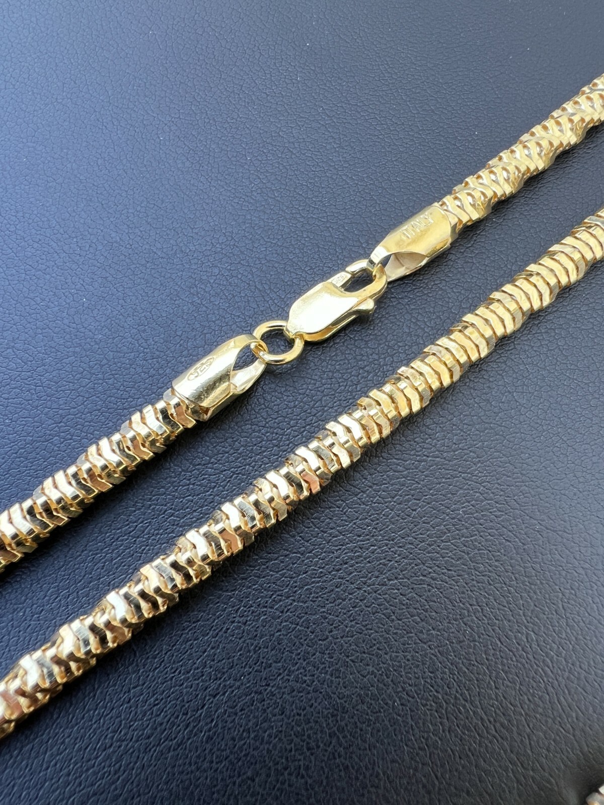 Real 14k Gold Plated 925 Silver Diamond Cut Sparkle Ice Rope Chain Necklace 4mm