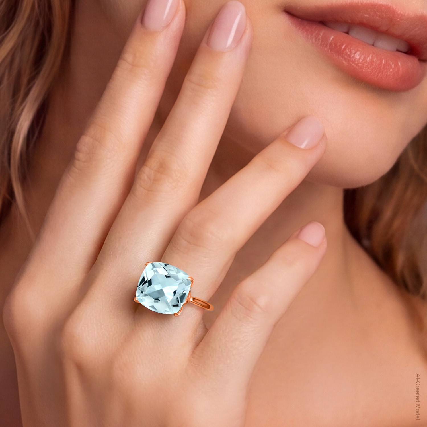 10.90 Ct Sky Blue Simulated Aquamarine White Topaz 18K Rose Gold Plated Silver