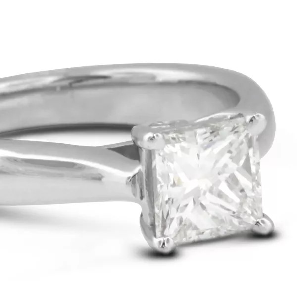Engagement Ring 14K White Gold Classic 0.75 CT Princess Lab-Grown Diamond E VS1