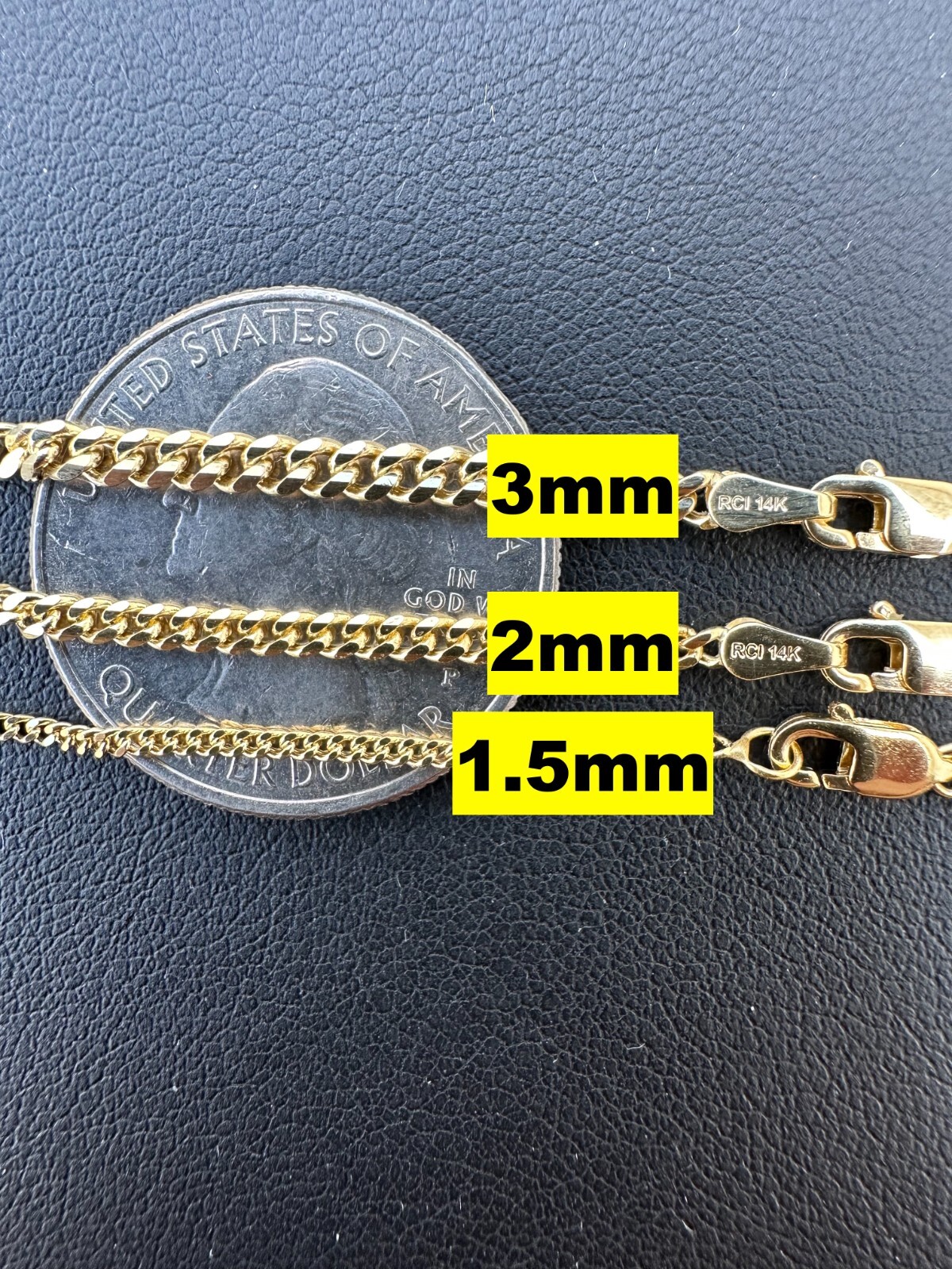 Men’s Ladies Solid 14k Yellow Gold Micro 1.5-3mm Miami Cuban Link Chain Necklace