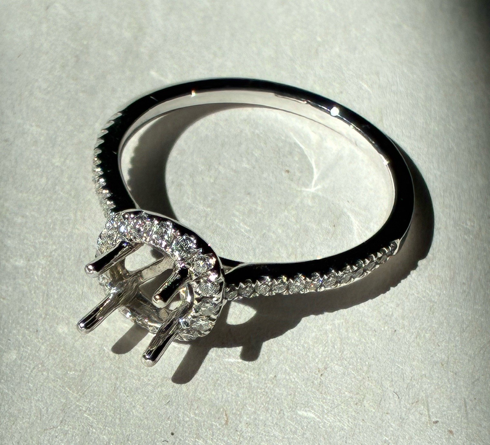 14K White Gold S. Kashi Engagement Ring Setting Only .31 Karat Diamond Weight
