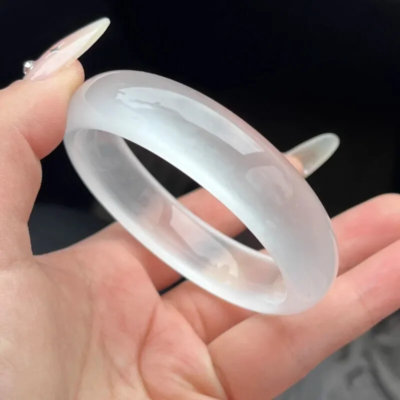 High Ice Type Jade Ice Transparent White Moonlight Jadeite Safety Jade Bracelet
