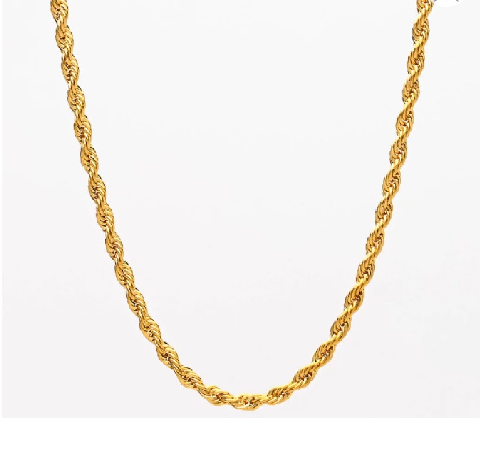 Men &Women’s 18K Yellow Gold Filled 22 inch 1.7mm wide Round Rope Chain Necklace