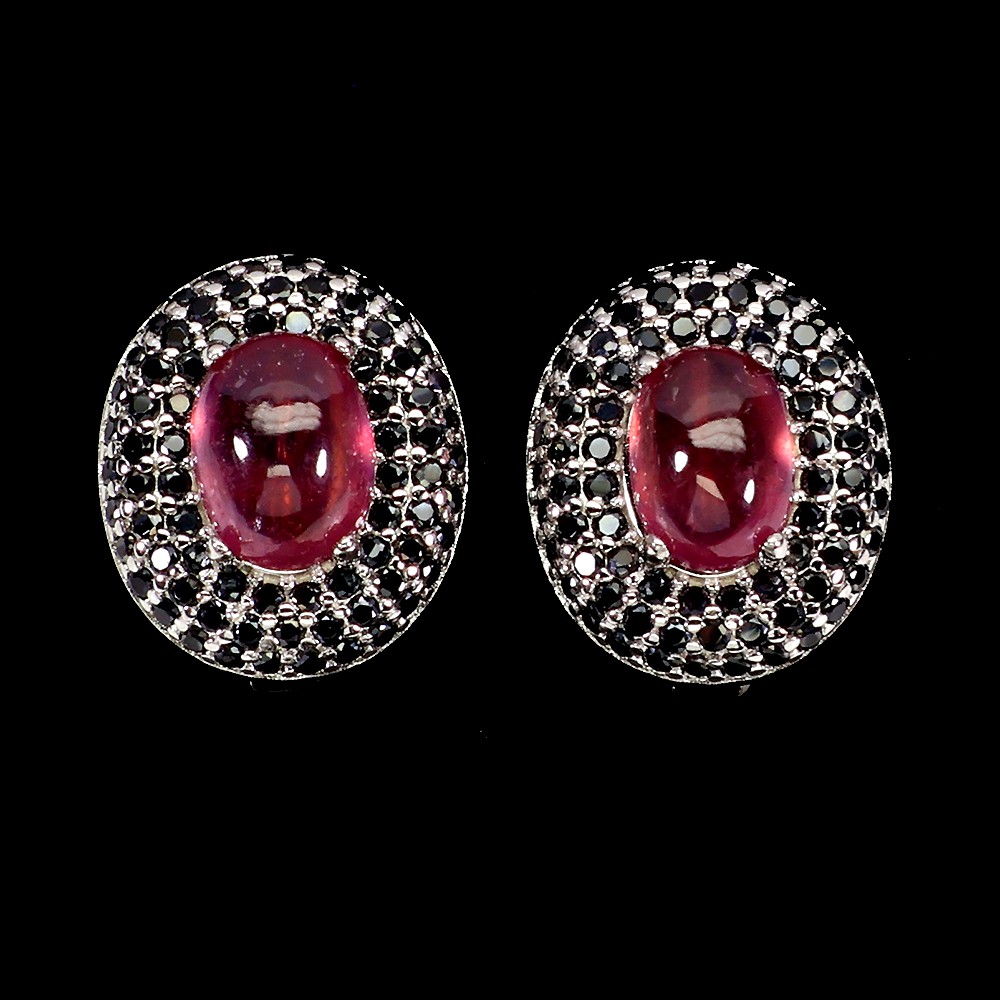 925 Sterling Silver Earrings Oval Ruby 7x5mm Spinel Natural Gemstone Jewelry