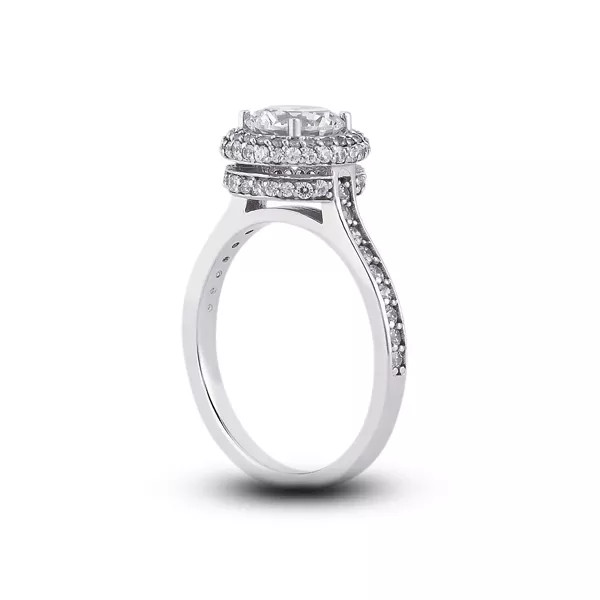 Engagement Ring Set Under Halo 14K Gold 2.56 Carat Round Lab-Grown Diamond E SI2
