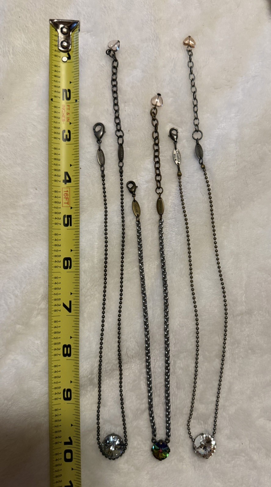 Sabika Basics & Classic Lot of 3 Round Iridescent Clear Crystal Necklaces