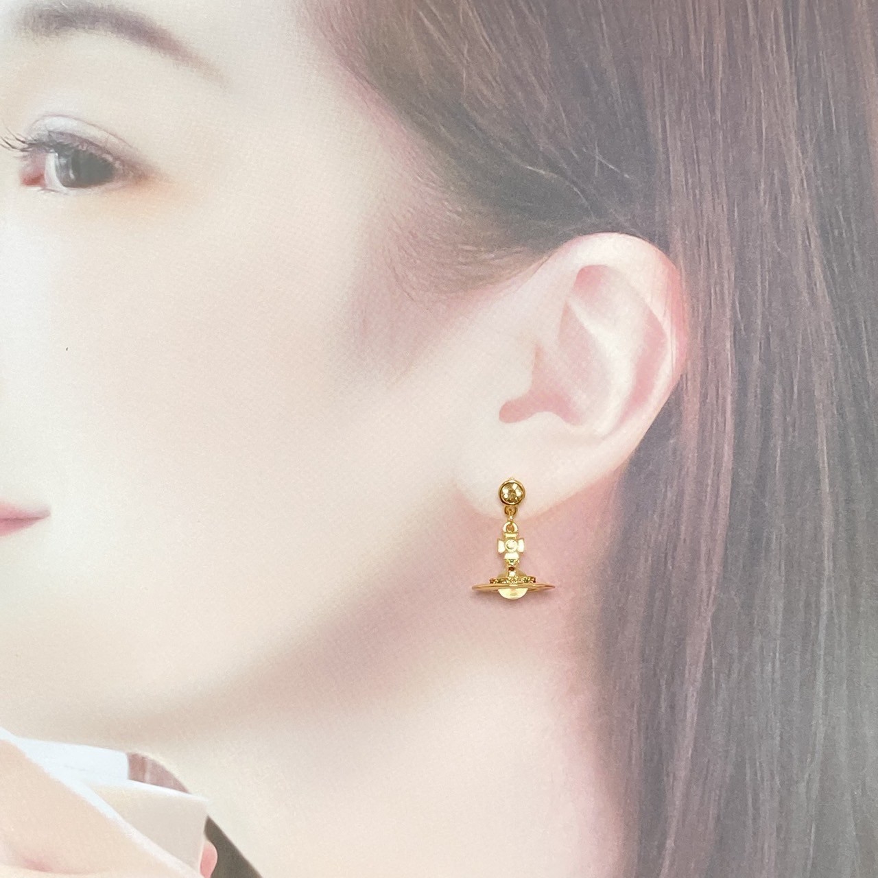 Vivienne Westwood Earrings Petite Orb Gold Clear Multi 2.5 x 1.4cm NO BOX
