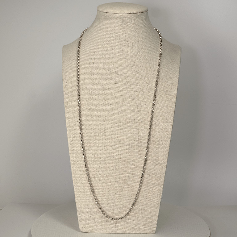 Vintage 835 Silver Rolo Link Chain – 75 cm Necklace – Timeless Elegance