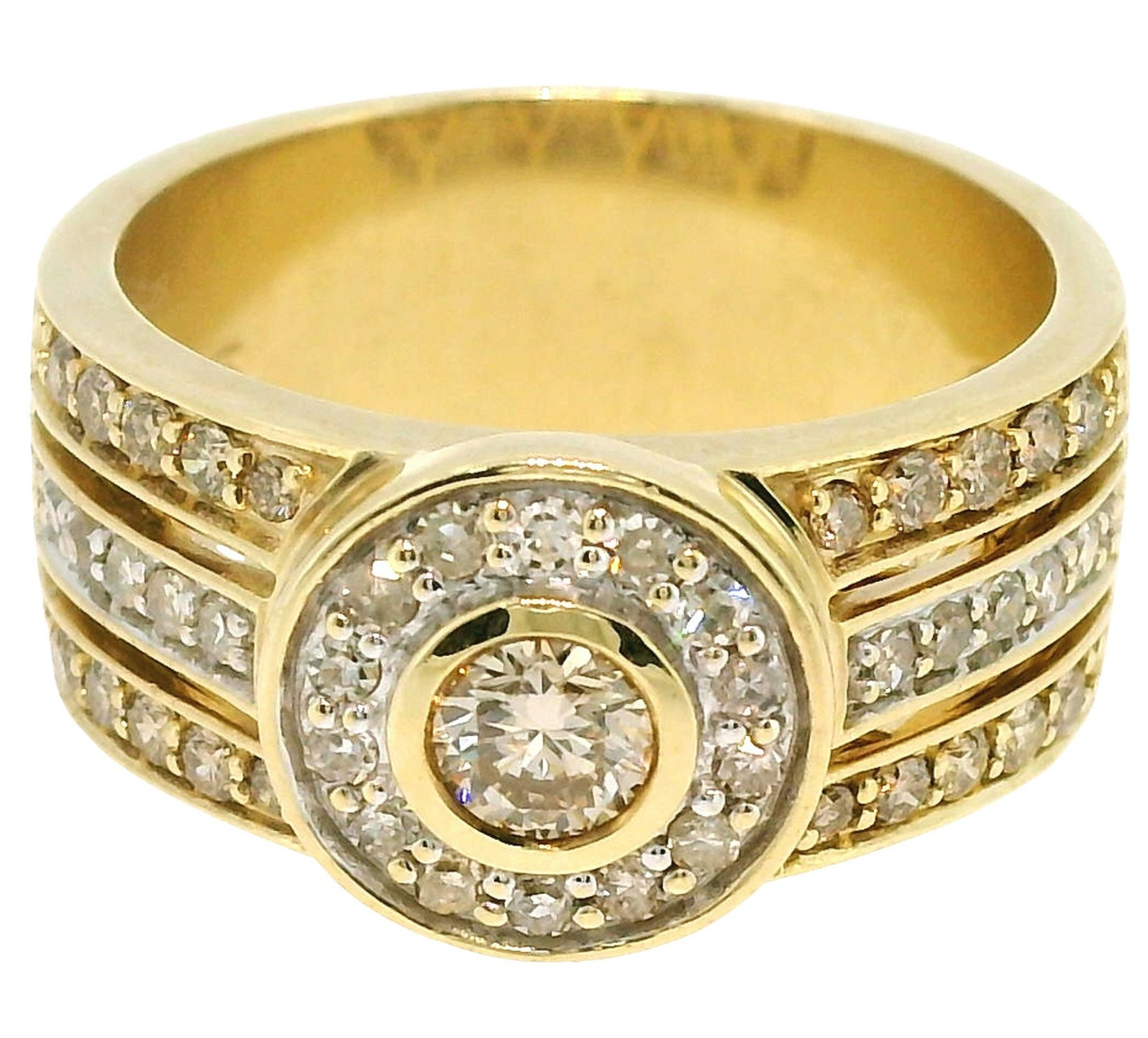 Elegant 9ct Yellow Gold Diamond Ring Multi Cut Shoulders 6.8g Size O