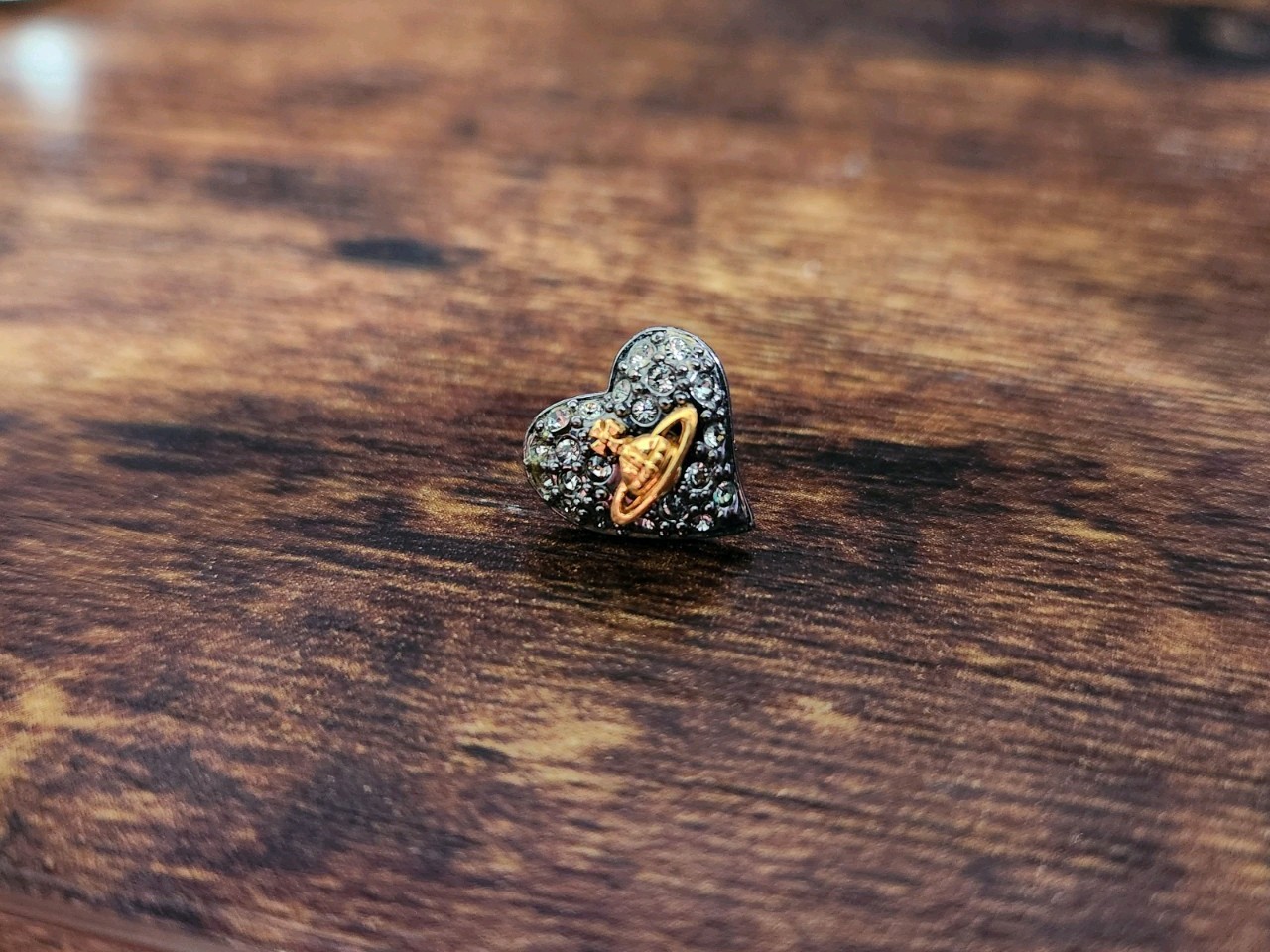Genuine Vivienne Westwood Single Tiny Diamante Heart Stud Earring