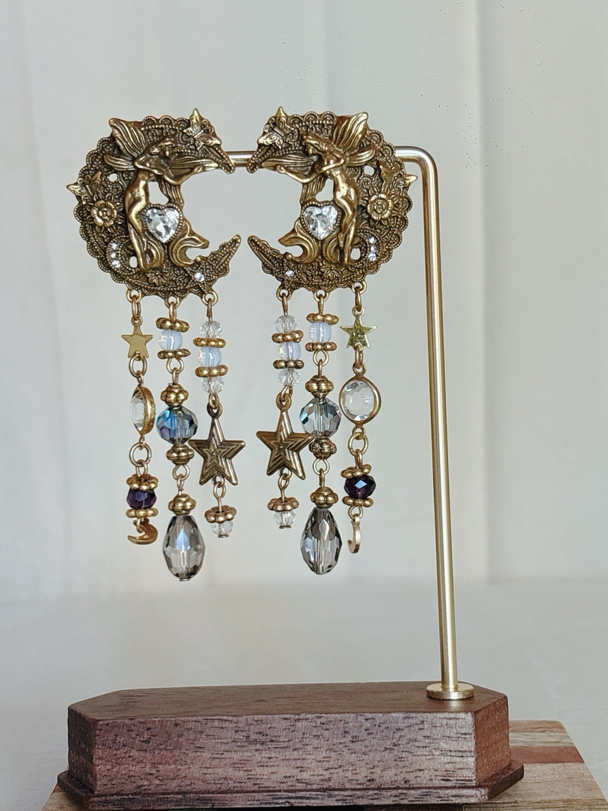 Boho Statement Gold Dangle Earrings Crystal Tassel Drop Party Gift