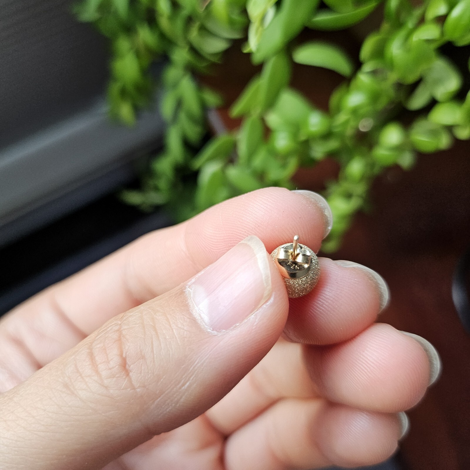 FZN 14k gold stardust sphere stud earrings 5/16″ ball diameter FUZION