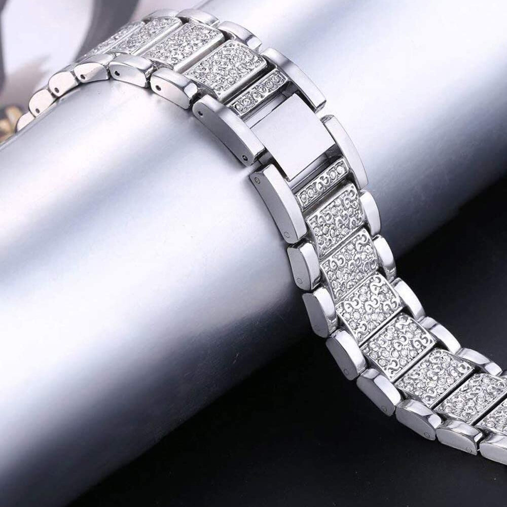 For Fitbit Charge 5 6 Replacement Wrist Strap bling Crystal metal Watch Band