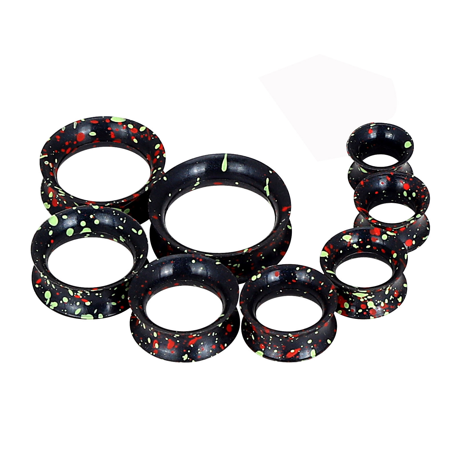 PAIR Black Silicone Ear Tunnels Plugs Double-Flare Flesh Piercing Earskin 2g-1″