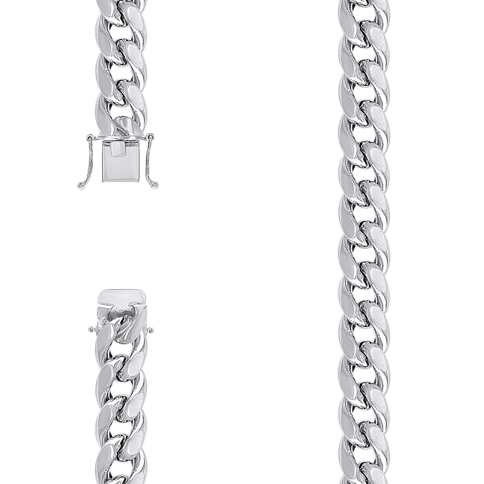 925 Sterling Silver Rhodium Plated 12.5mm Hollow Miami Cuban Chain | 20″ to 26″